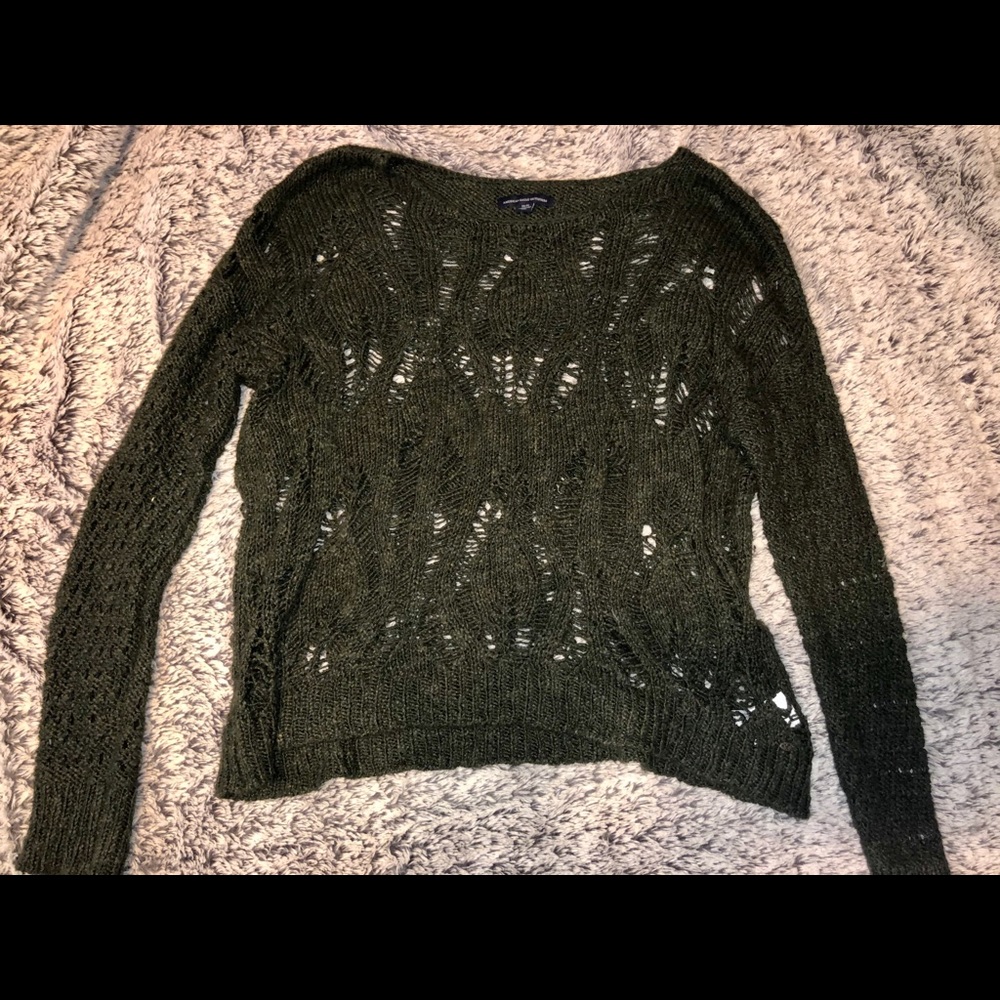 Dark Green See-Through Sweater